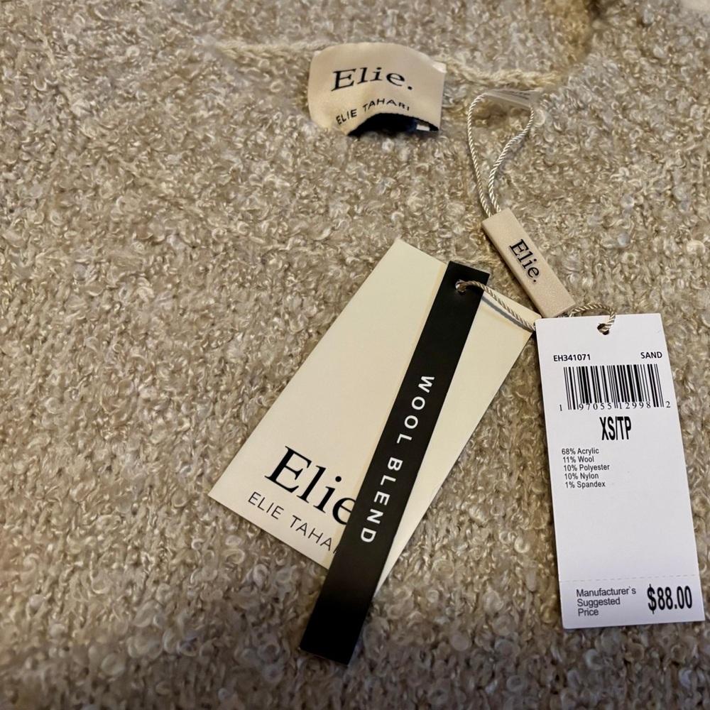 Elie Tahari Woolblend Textured Knit Sweater NWT Size XS Petite - Picture 3 of 5